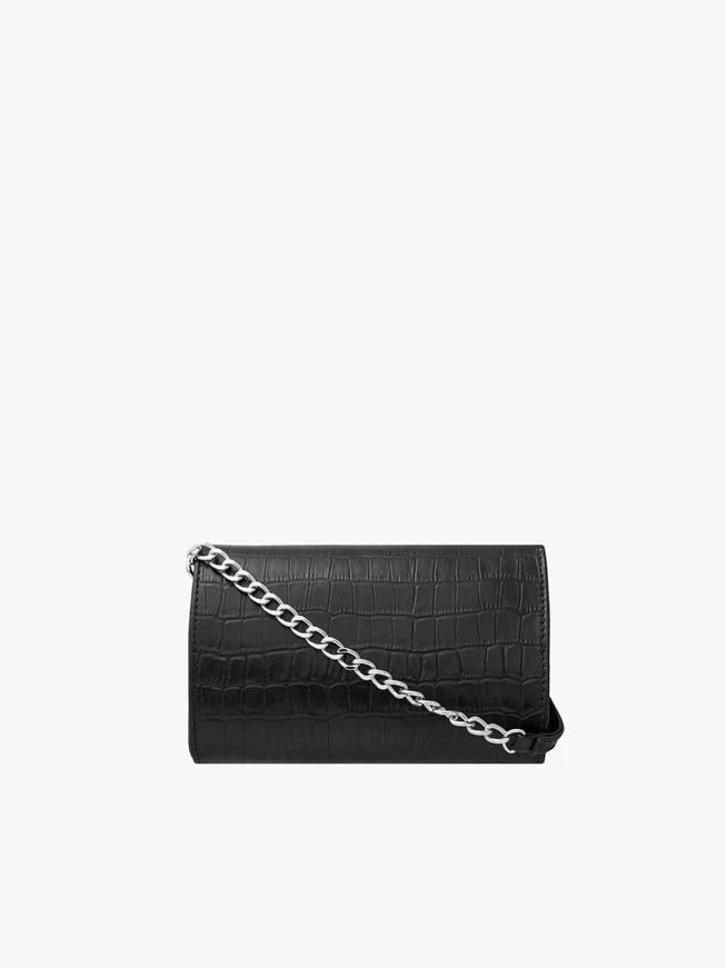 Kleine schwarze Handtasche mit dekorativer Textur