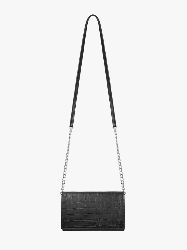 Kleine schwarze Handtasche mit dekorativer Textur