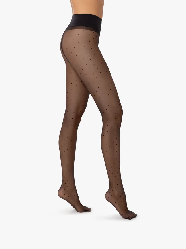 Black 20 DEN polka dot tights