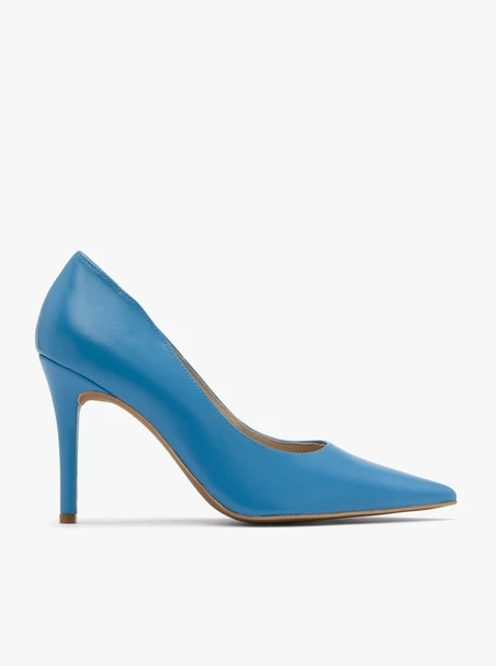 Blue high-heel pumps