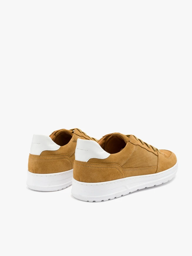 Beige Halbschuhe mit weißem Einsatz