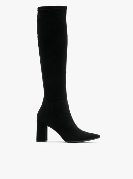 Schwarze Stiefel mit flexiblem, schmalem Schaft