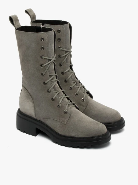 Gray suede boots
