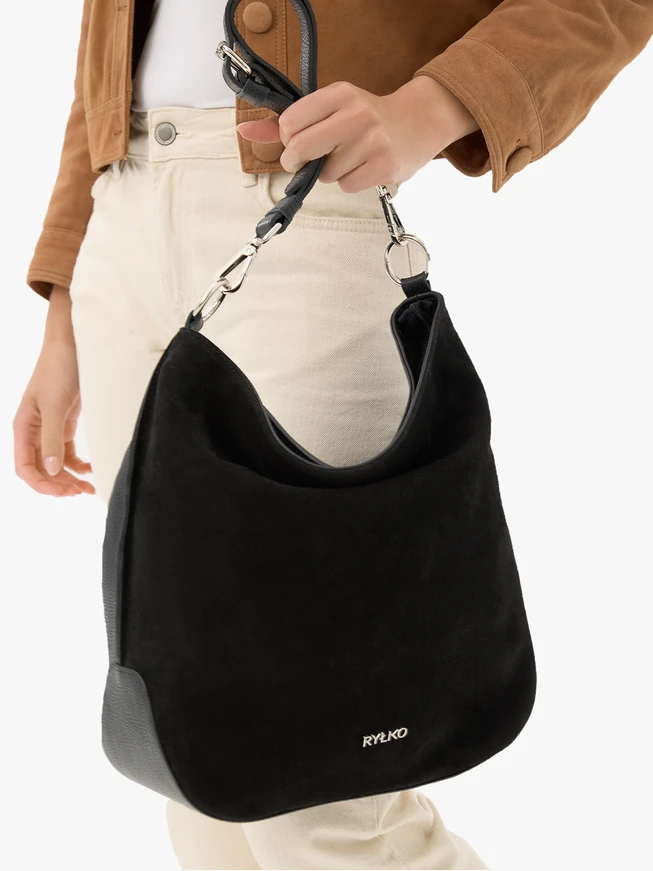 Schwarze packbare Handtasche für Frauen
