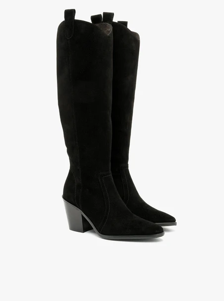 Schwarze Stiefel mit hohem Absatz