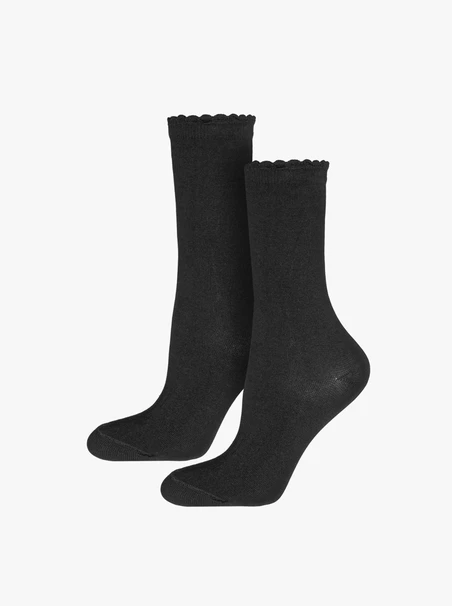 Schwarze Baumwollsocken mit Rüschen