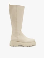 Cremefarbene Stiefel mit breitem Schaft