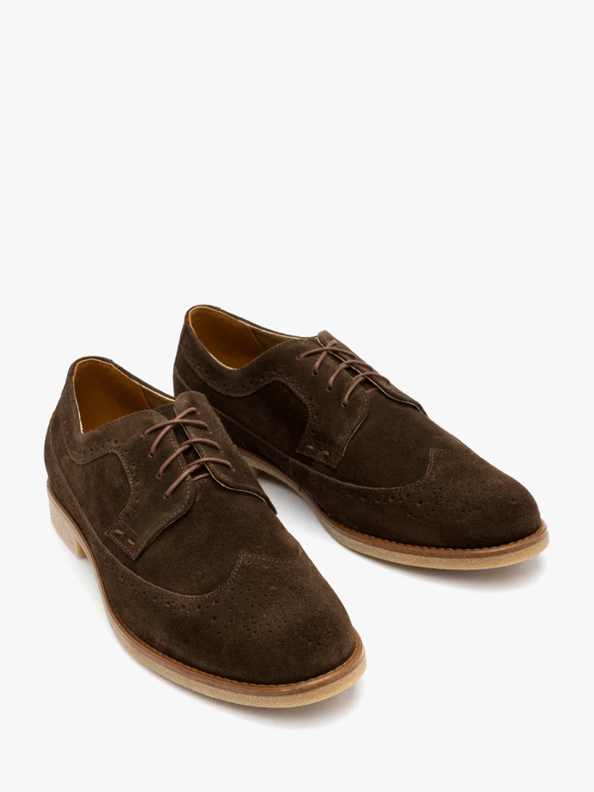 Dunkelbraune Herrenhalbschuhe mit Perforation