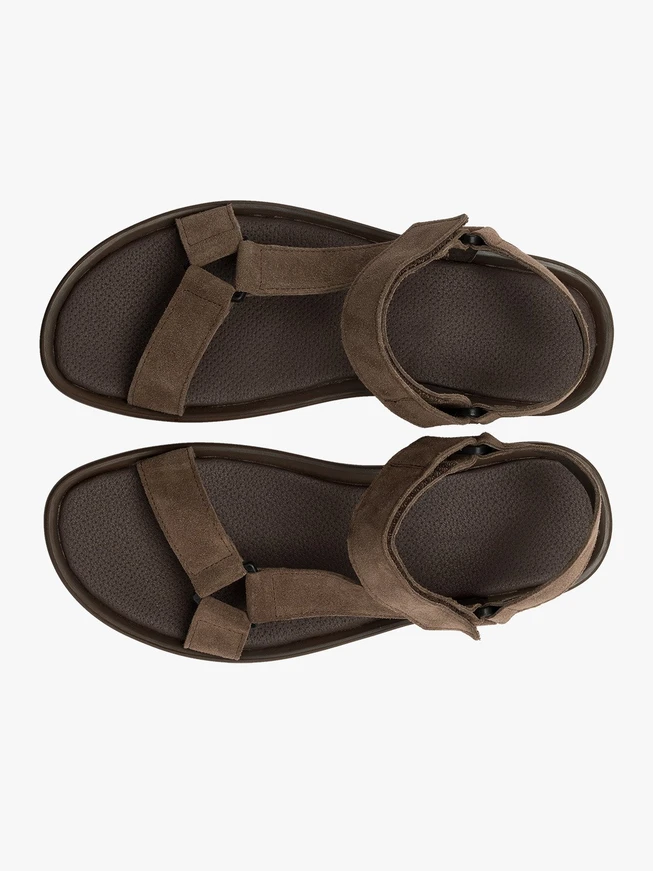 Graubraune Herren-Sandalen aus Velours