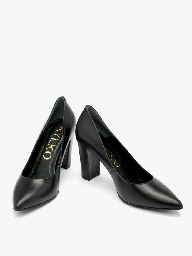 Black block-heel pumps