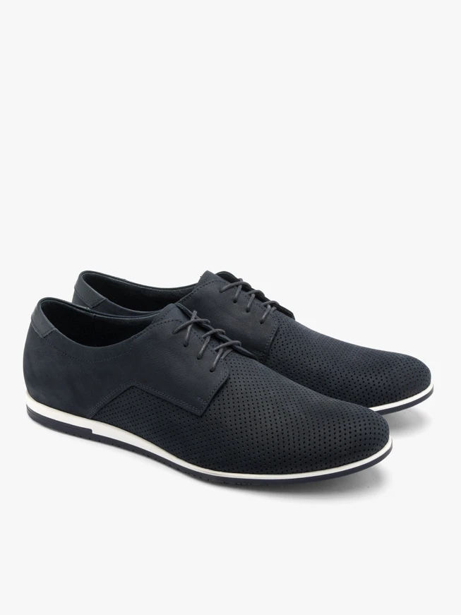 Marineblaue Halbschuhe für Männer mit Perforationen