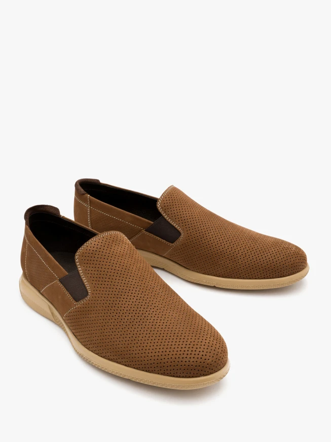 Brown perforated loafers