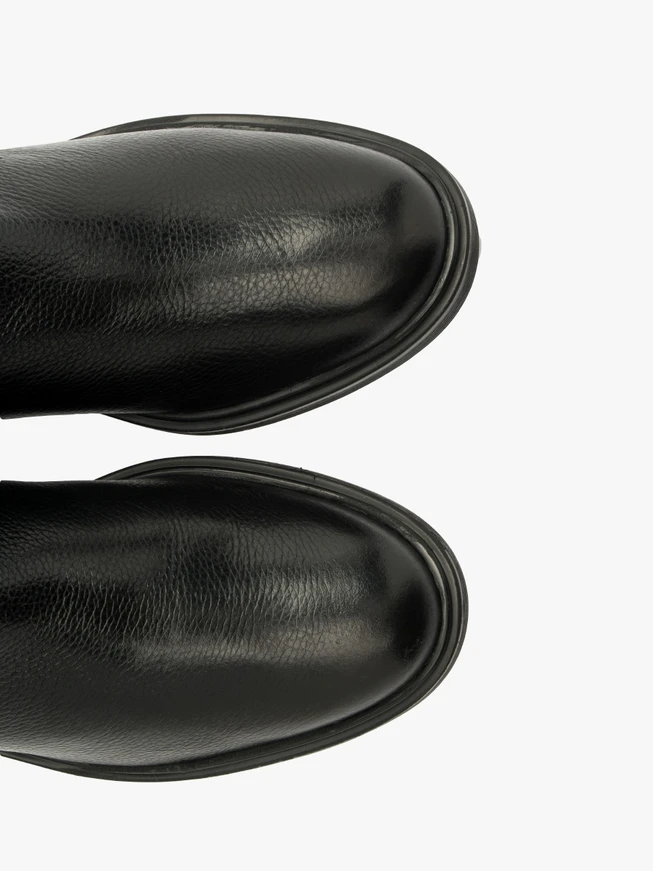 Schwarze Stretch-Stiefel mit breitem Schaft