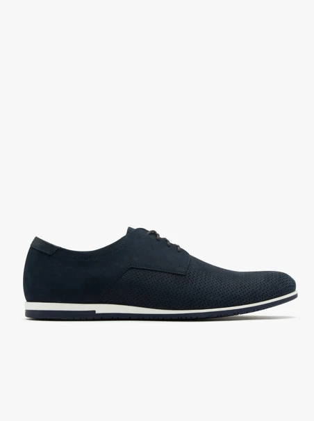 Marineblaue Halbschuhe für Männer mit Perforationen