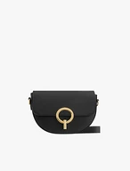 Kleine schwarze Handtasche mit goldenen Details