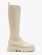 Cremefarbene Stiefel mit schmalem Schaft