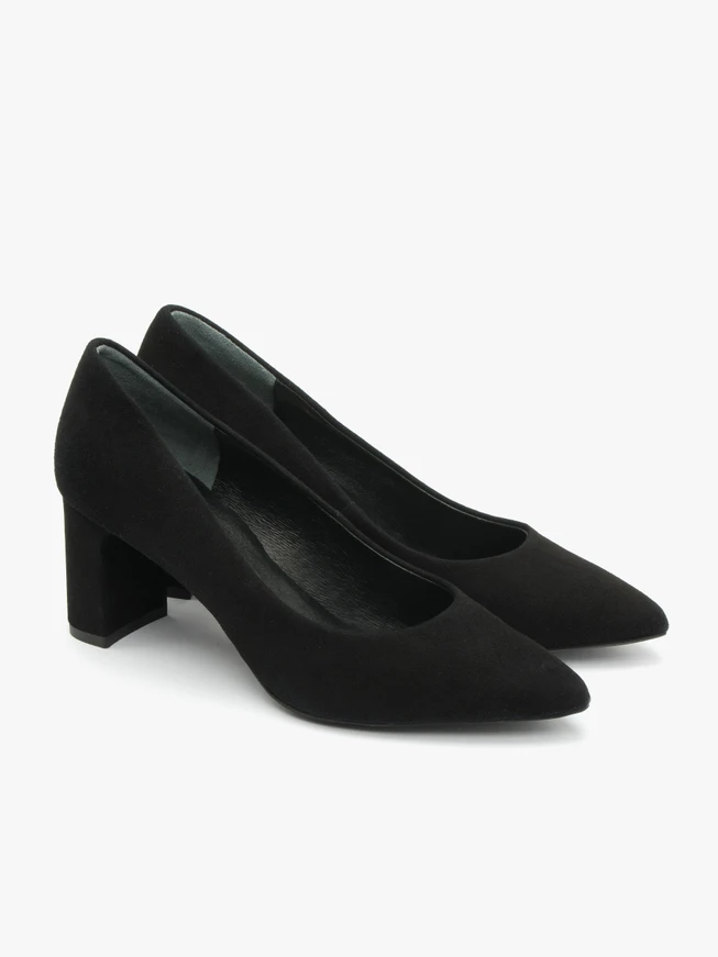 Black block-heel pumps
