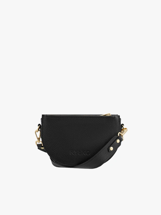 Kleine schwarze Handtasche mit goldenen Details