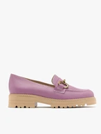 Purple loafers with gold ornament