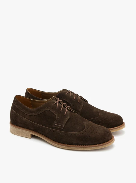 Dunkelbraune Herrenhalbschuhe mit Perforation