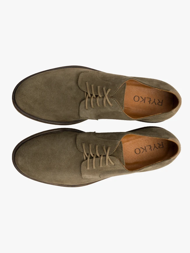 Olivefarbene Schnürhalbschuhe