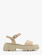 Beige sandals with silver buckle