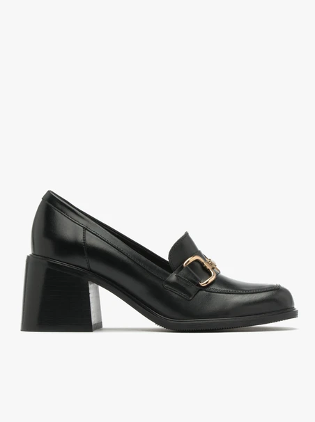 Black heeled loafers