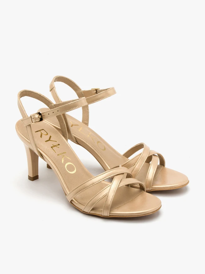 Goldfarbene Stiletto-Sandalen