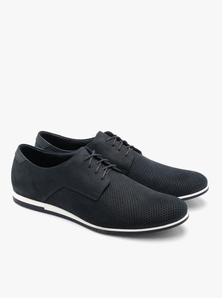 Marineblaue Halbschuhe für Männer mit Perforationen