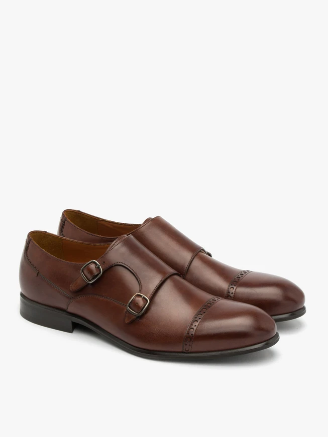 Braune Herrenhalbschuhe mit dekorativem Schaft
