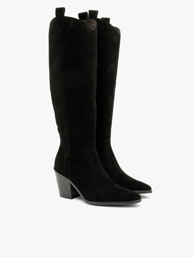 Schwarze Stiefel mit hohem Absatz