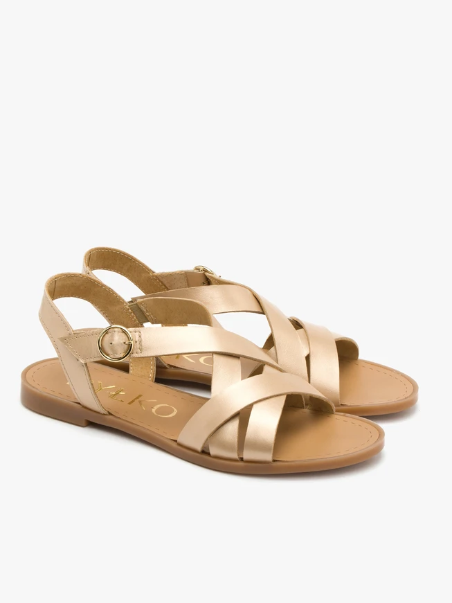 Sandalen mit flacher Sohle in Gold
