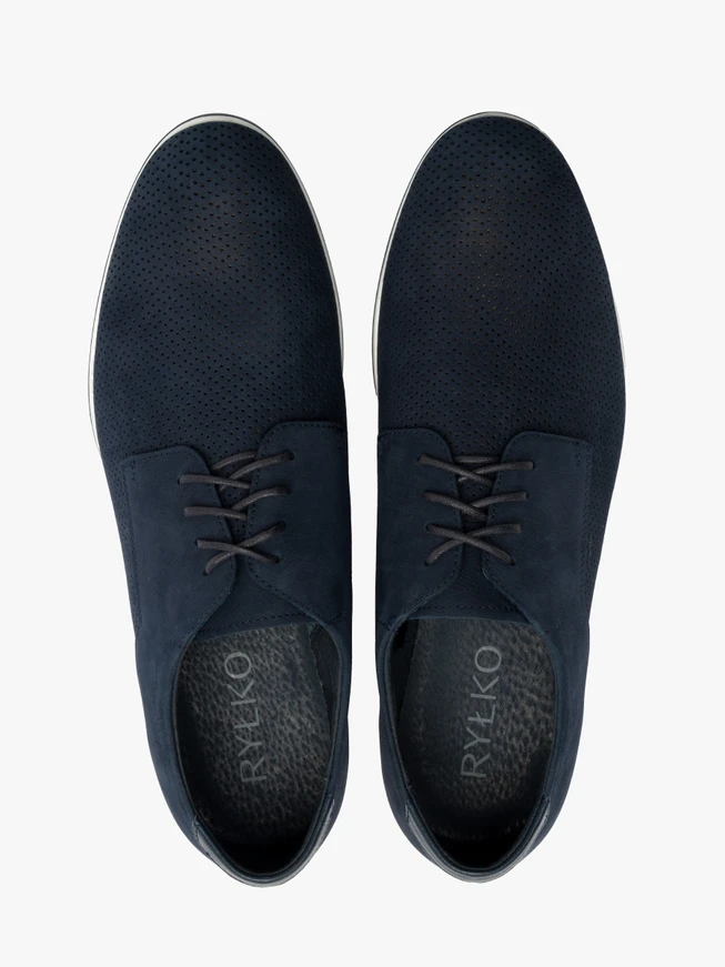 Marineblaue Halbschuhe für Männer mit Perforationen