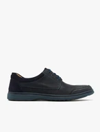 Marineblaue Halbschuhe mit dekorativer Perforation