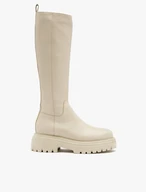 Cremefarbene Stiefel mit schmalem Schaft