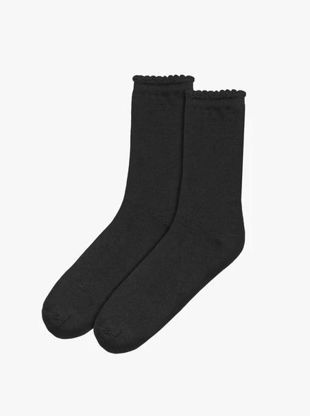 Schwarze Baumwollsocken mit Rüschen