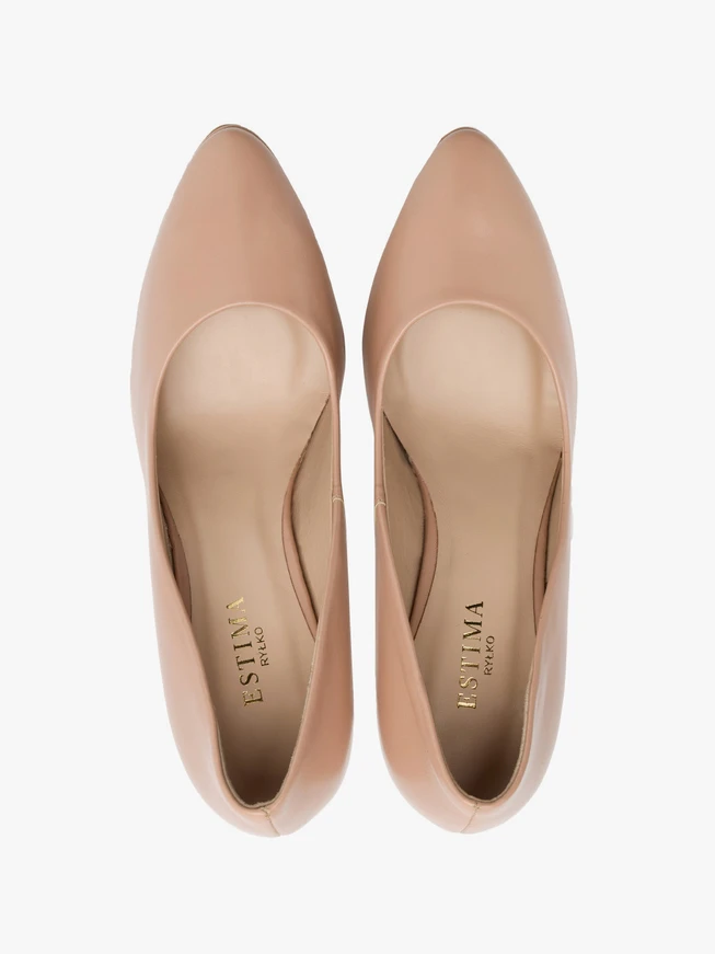 Beigefarbene Pumps mit beschichtetem Stilettoabsatz