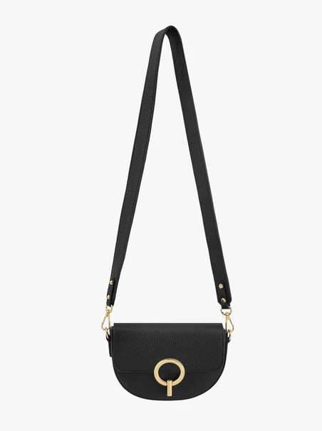 Kleine schwarze Handtasche mit goldenen Details