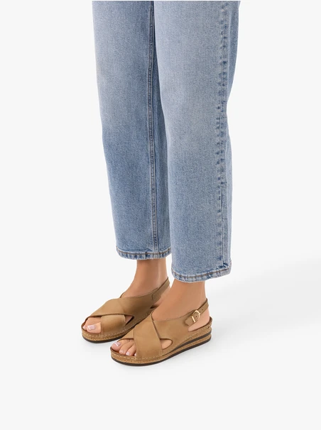 Beige platform sandals