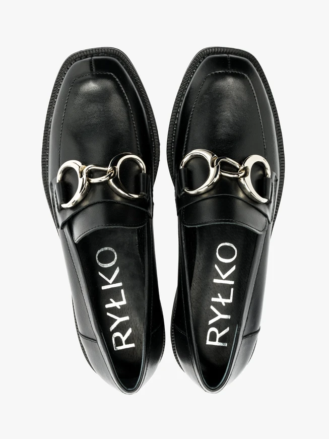 Black flat loafers