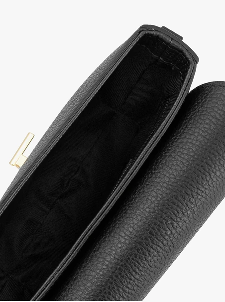 Kleine schwarze Handtasche mit goldenen Details