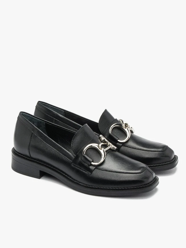 Black flat loafers