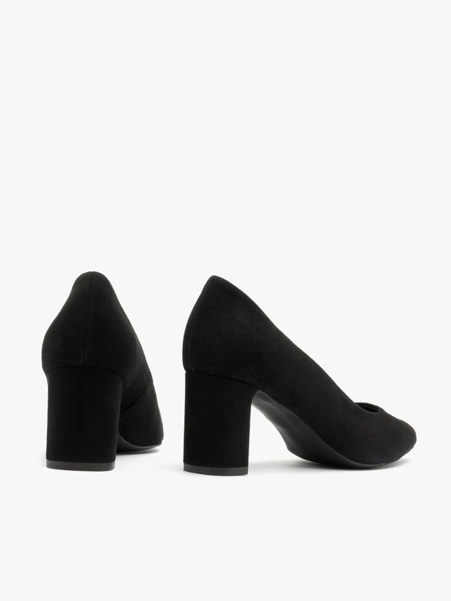 Black block-heel pumps