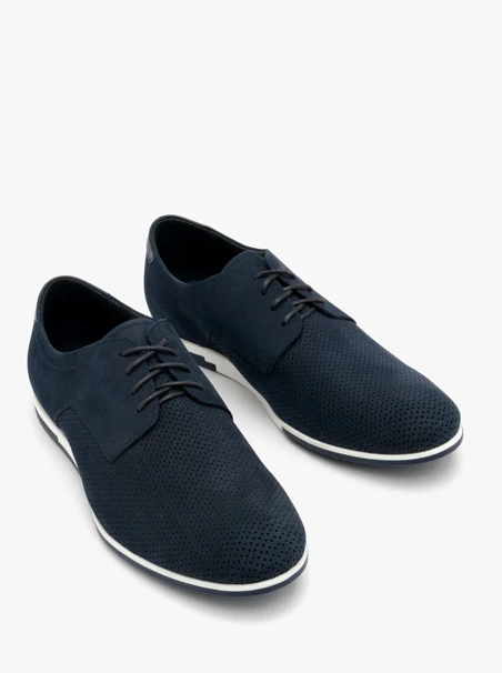 Marineblaue Halbschuhe für Männer mit Perforationen