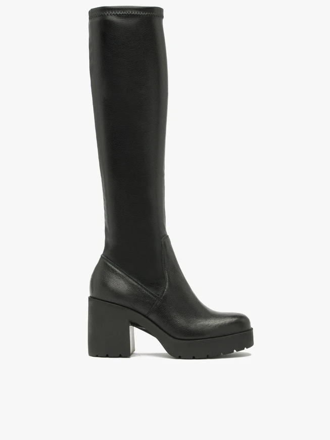 Schwarze Stiefel mit flexiblem, schmalem Schaft