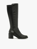 Schwarze Damenstiefel mit breitem Schaft