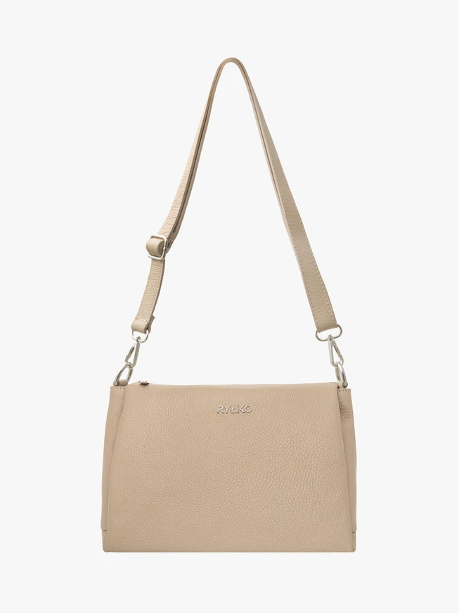 Dark beige handbag with adjustable strap