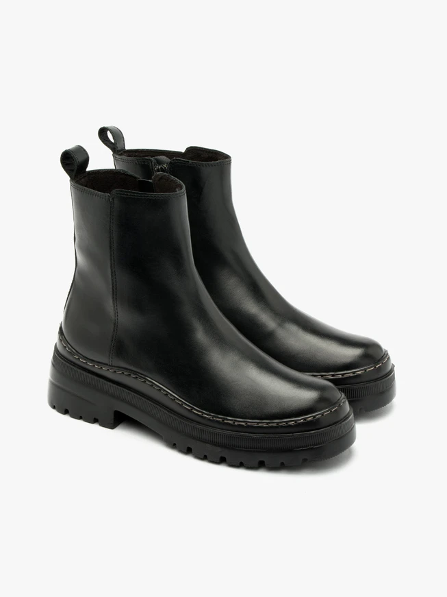 Black ankle boots with lightweight sole