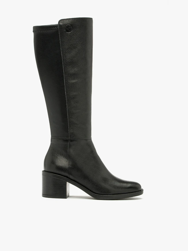 Schwarze Damenstiefel mit breitem Schaft