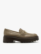 Beige loafers with gold ornament